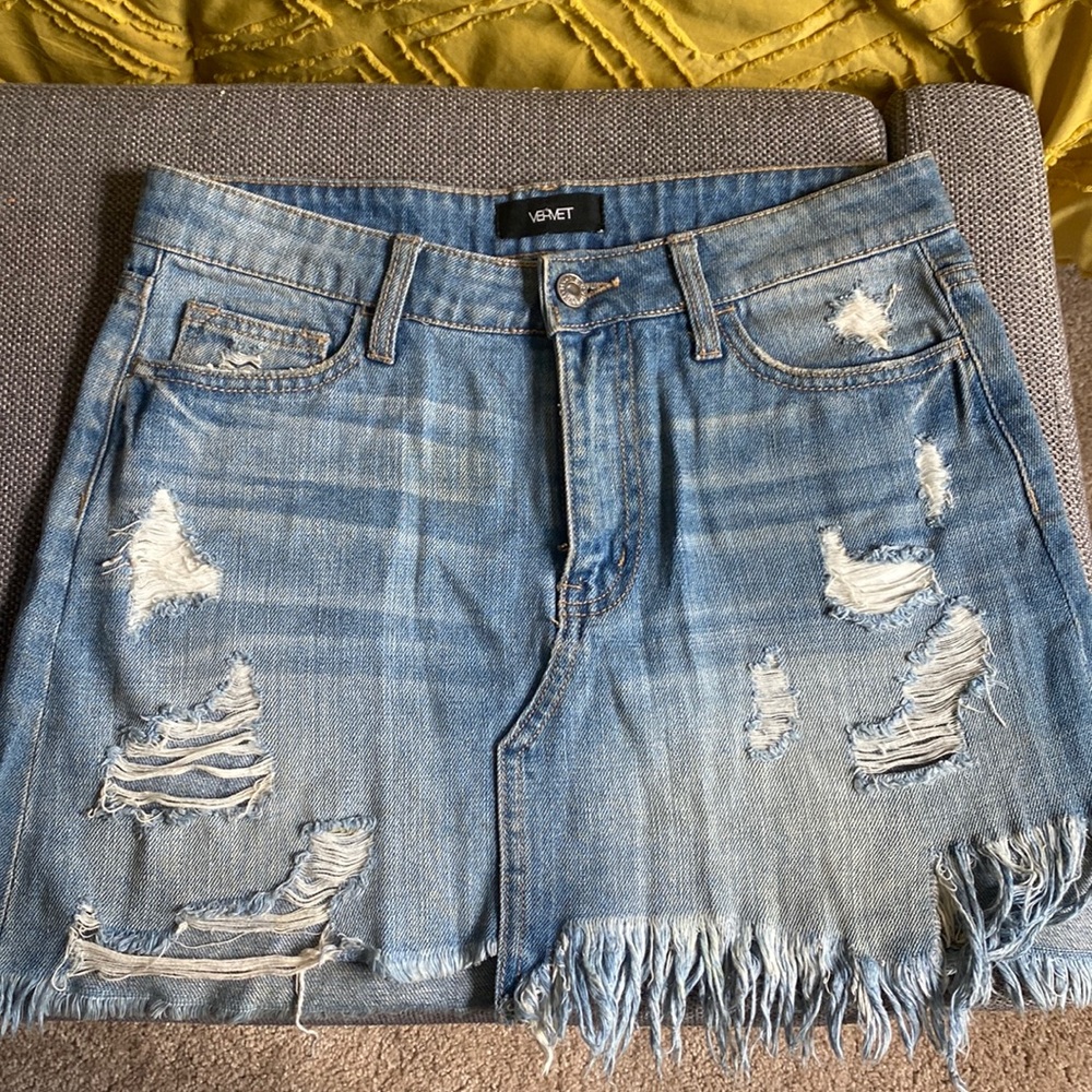 Denim high rise skirt